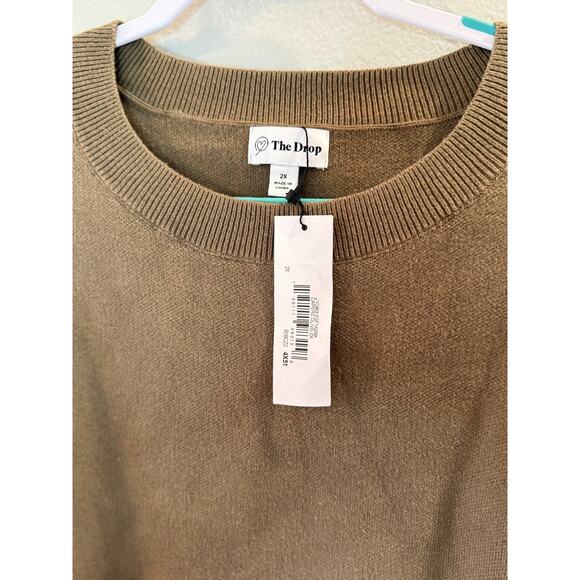 056‎ The Drop NWT Women's Carter Super Soft Capers Olive Crewneck Sweater Sz 2X - Picture 2 of 6